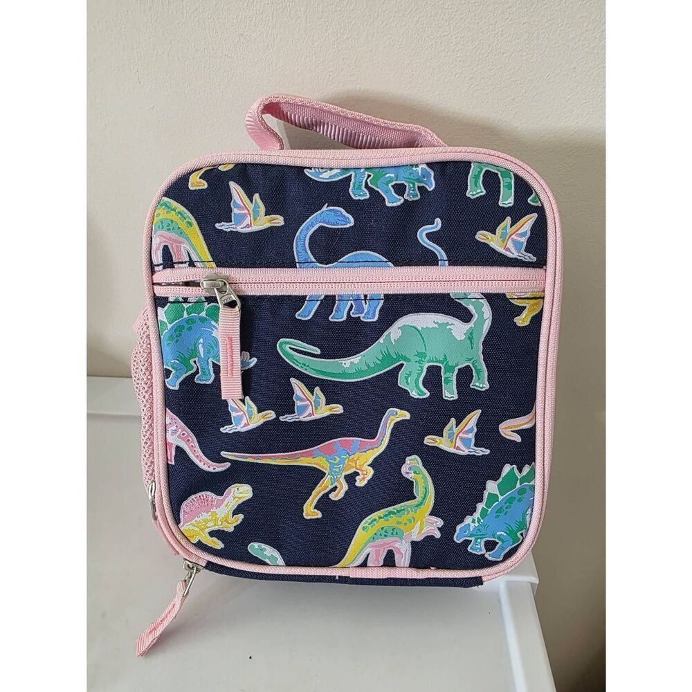 Pottery Barn Mackenzie Classic Pink Dino Dinosaur Lunch Bag NWOT